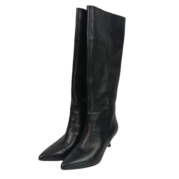 Clarks Women's SZ 8.5 Violet55 Tall Black Soft Leather Boots With Kitten Heels - Picture 5 of 8